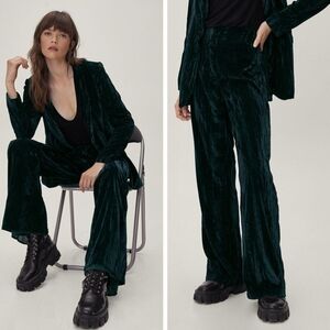 Nasty Gal Black Velvet Straight Leg Pants